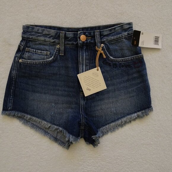Lee Heart Cut Off Denim Jean Shorts Size 25 High Rise - Picture 2 of 6